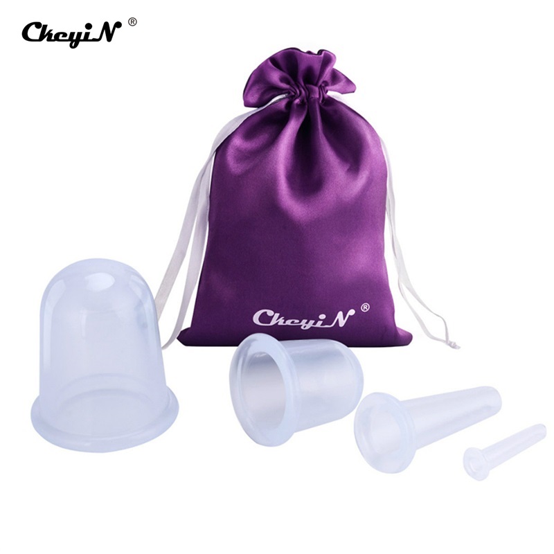 CkeyiN 1set/4pcs Silicone Neck Face Body Massage Cupping Cups